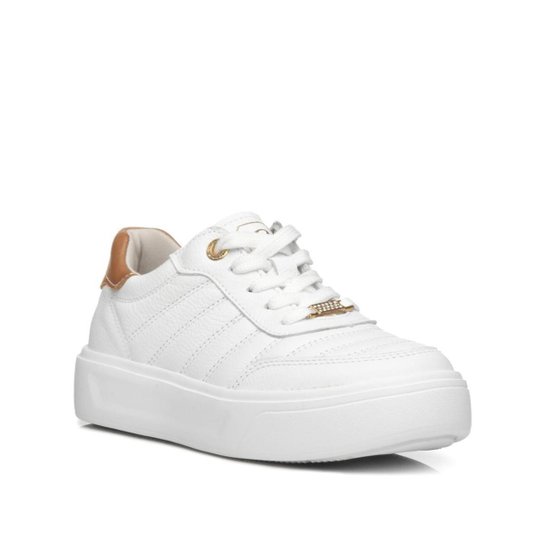 Tenis Pegada Feminino em Couro Branco 211201-01