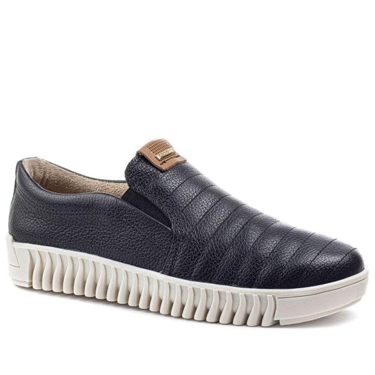 Tênis Pegada Slip On Pespontos Couro
