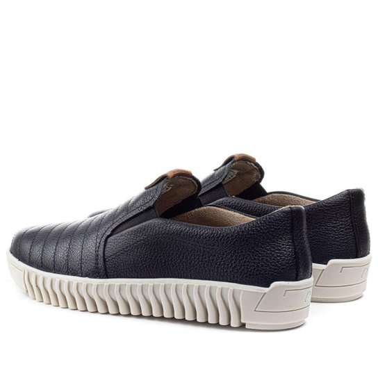 Tênis Pegada Slip On Pespontos Couro