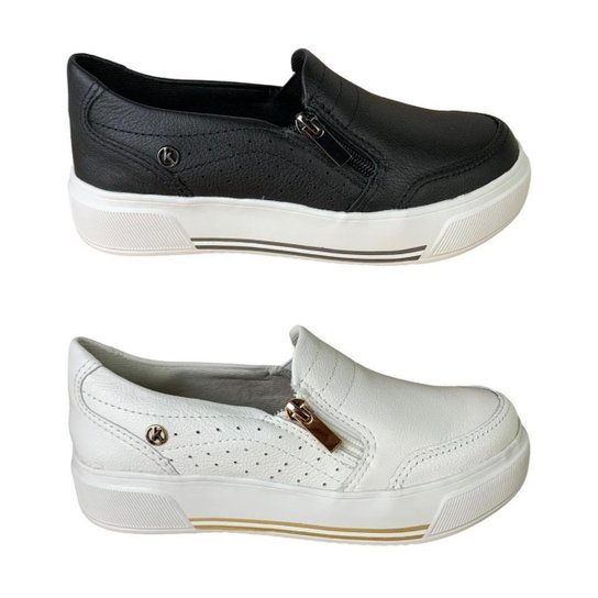 Tenis Plataforma Feminino Casual Kolosh em Couro Calce Facil