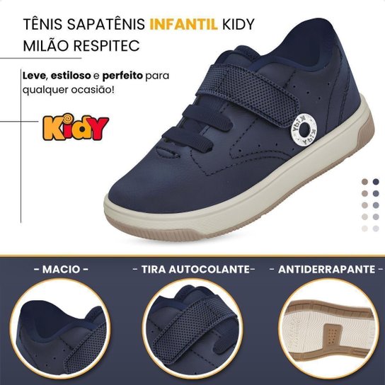 Tênis Sapatênis Infantil Kidy Milão Respitec Confortável