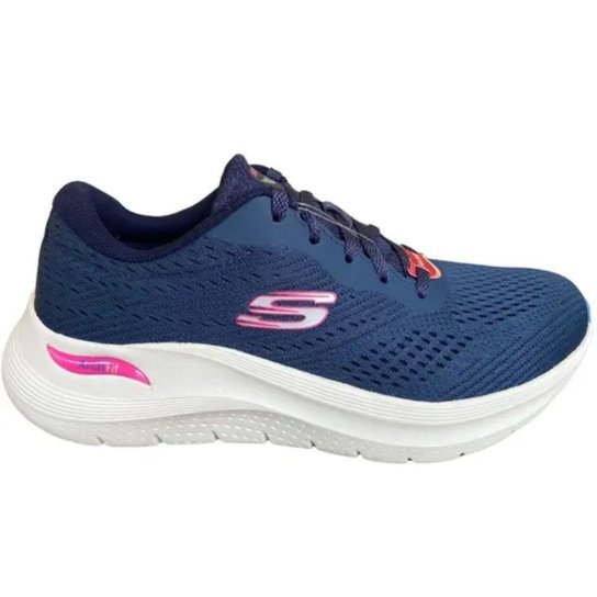 Tenis Skechers Marinho Rosa Feminino Original 150051