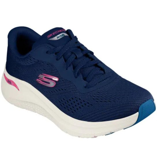 Tenis Skechers Marinho Rosa Feminino Original 150051