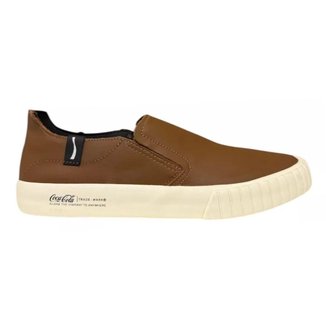Tênis Slip On Masculino Coca-Cola Philadelphia Leather CC2417 Marrom