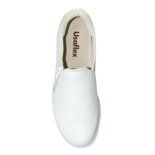 Tênis Usaflex Em Couro Slip On Zíper MM1801