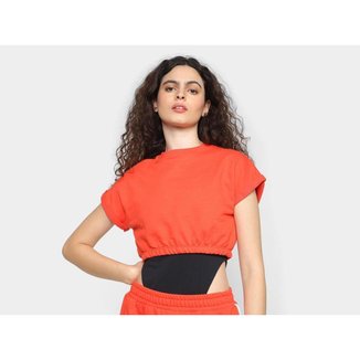Top Cropped Moletom Vista Magalu Elástico Barra Sport Vintage