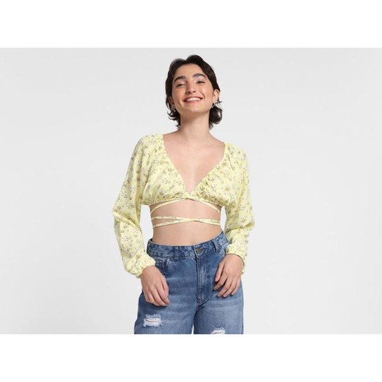 Top Cropped Vista   Manga Longa Amarração