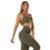 Top Esportivo Feminino Compressão Decote U Alças Finas Reguláveis Abertura Bojo Barra Elástica UV50+ - Verde Militar