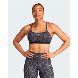 Top Feminino Adidas Treino Suporte Leve Estampa Floral Aeroreact