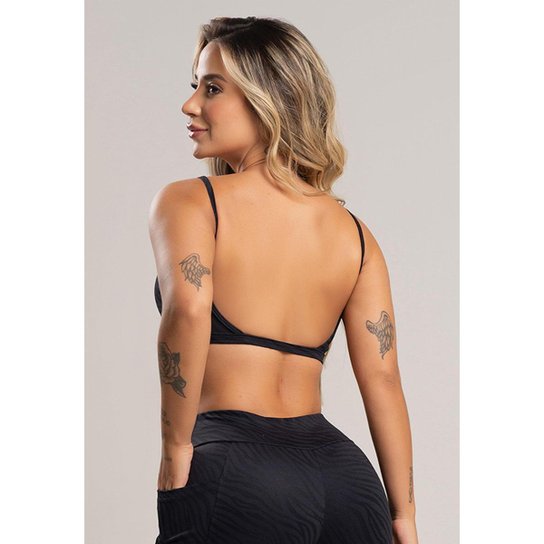 Top Fitness Cropped Alcinha Costas Abertas Feminino Jacquard Mvb Modas