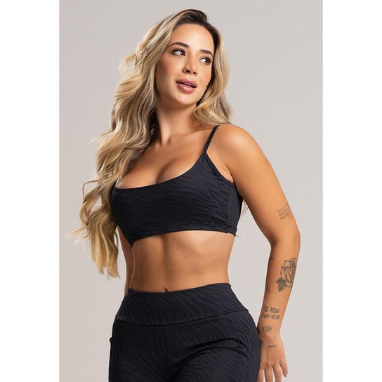 Top Fitness Cropped Alcinha Costas Abertas Feminino Jacquard Mvb Modas