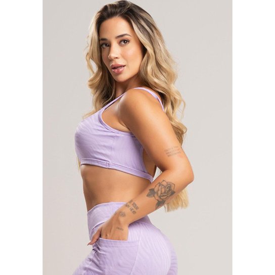 Top Fitness Cropped Alcinha Costas Abertas Feminino Jacquard Mvb Modas
