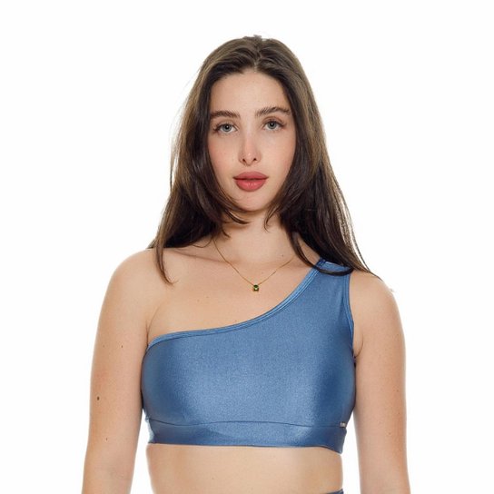 Top Fitness Shine Ombro Só - Preto - G