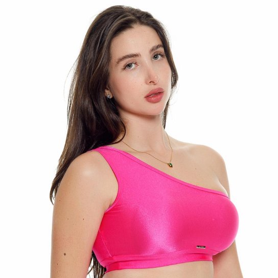 Top Fitness Shine Ombro Só - Preto - G