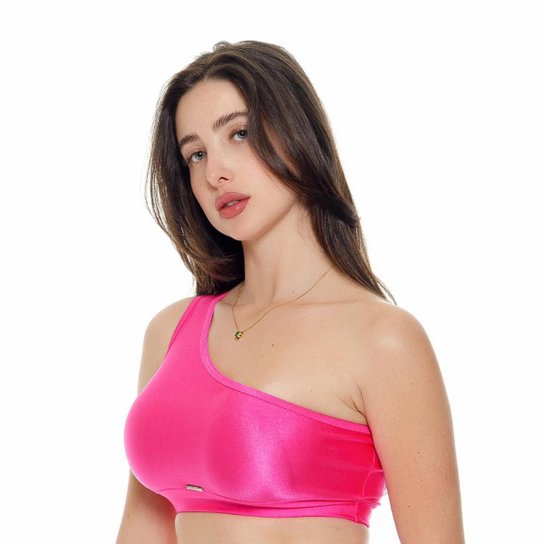 Top Fitness Shine Ombro Só - Preto - G