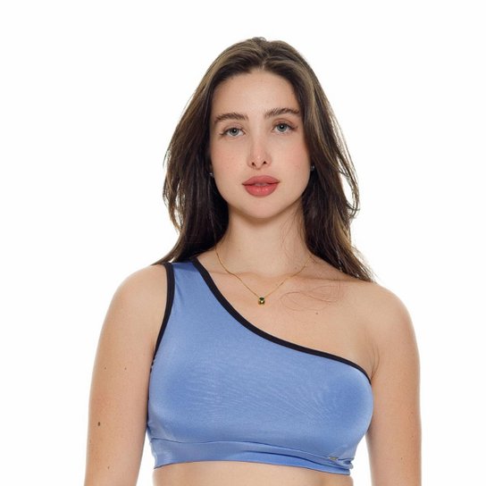 Top Fitness Shine Ombro Só - Preto - G