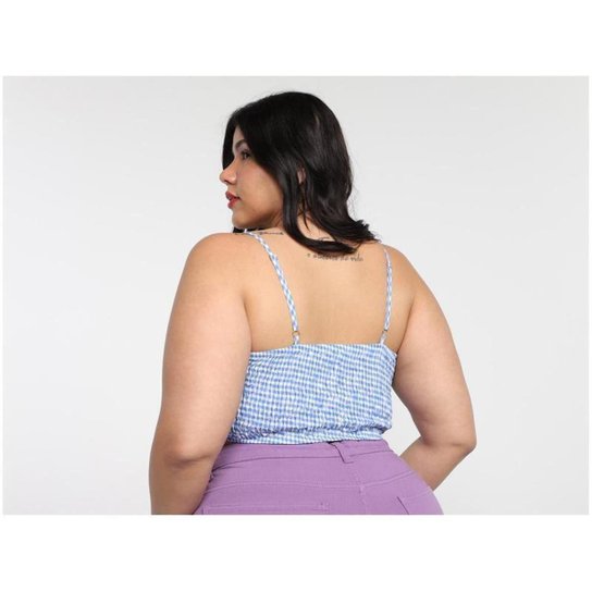 Top Vista Amarração Frontal Xadrez