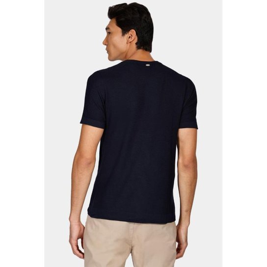 Tricot Aramis Manga Curta Ponto Pipoca Marinho