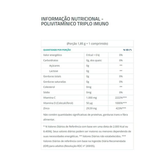 Triplo Imuno - 30 Comprimidos - Catarinense Nutrição