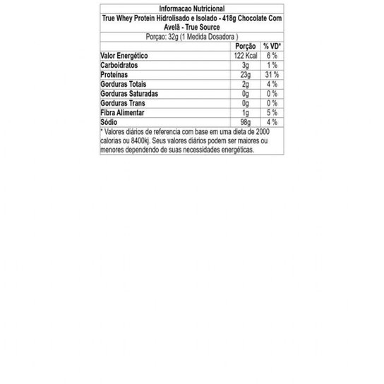 True Whey Protein Hidrolisado e Isolado - 418g Chocolate Com Avelã - True Source