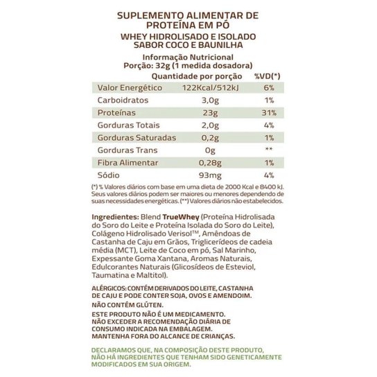 True Whey Proteína Hidrolisada e Isolada com Colágeno 837g - True Source