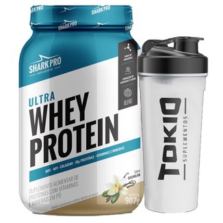 Ultra Whey Protein Baunilha 907g Shark Pro + Shaker Tokio 600ml