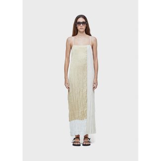 Vestido alças wrinkledd satin + tricoline OSKLEN