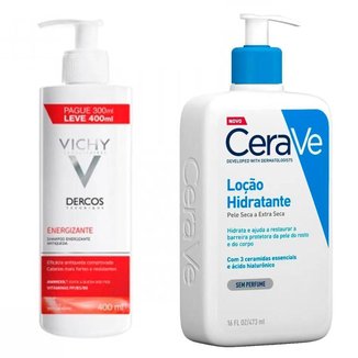 Vichy Dercos e Cerave Kit – Shampoo + Loção de Hidratante Kit