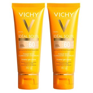 Vichy Idéal Soleil Clarify Kit com 2 Unidades – Protetor Solar Facial com Cor FPS60 – Extra Clara Ki