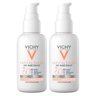 Vichy UV-Age Daily Kit com 2 Unidades – Protetor Solar Facial com Cor FPS60 – 2.0 Kit