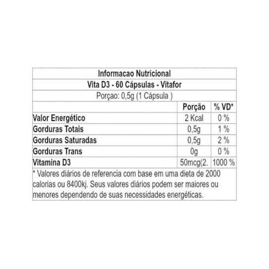 Vita D3 - 60 Cápsulas - Vitafor