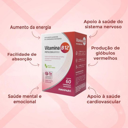 Vitamina B12 Mastigável Zero Açucar 60 Comprimidos Maxinutri