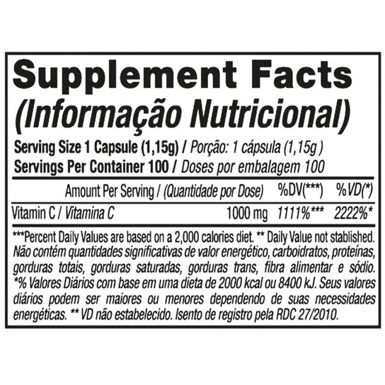 VITAMINA C - 100 CÁPSULAS - BLACK SKULL