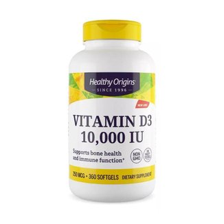 Vitamina D 3 Healthy Origins 10.000 UI 360 Cápsulas importada EUA