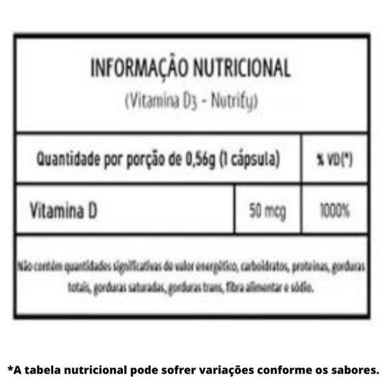 Vitamina D3 (60 Caps) Nutrify