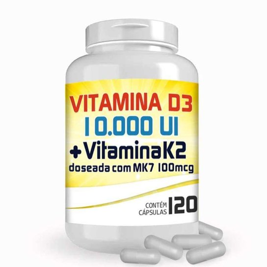 Vitamina D3 10.000UI + Vitamina K2 100mcg com 120 cápsulas