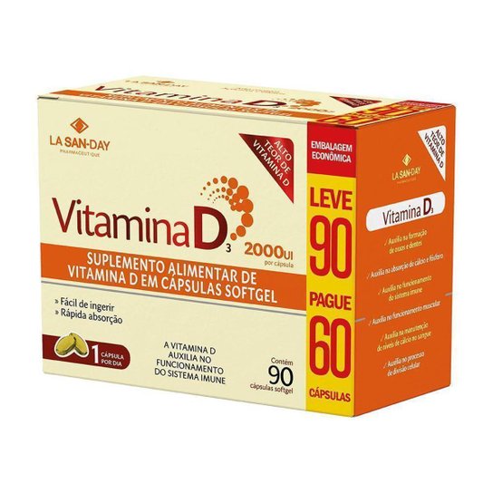 Vitamina D3 2.000ui - 90 Cápsulas - La San Day