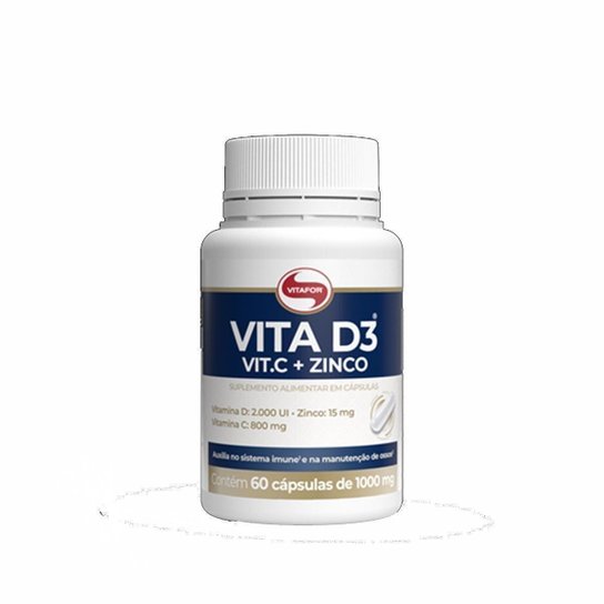 Vitamina D3 + C + Zinco 60 Cápsulas 1000mg VitaFor