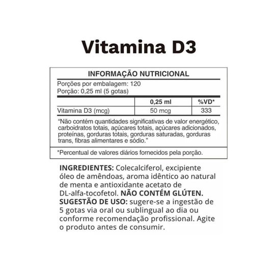 Vitamina D3 Gotas 30ml 2000ui 120 Doses Ocean Drop