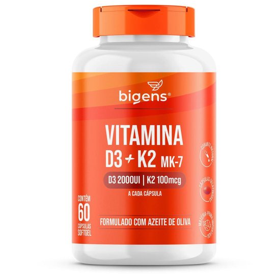 Vitamina D3 + K2, Mk7 2000ui | K2 100mg 60caps Bigens