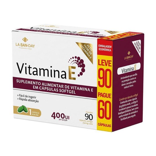 Vitamina E 400ui - 90Cápsulas - La San Day