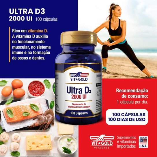 Vitamina Ultra D3 2.000 Ui Vitgold 100 cápsulas