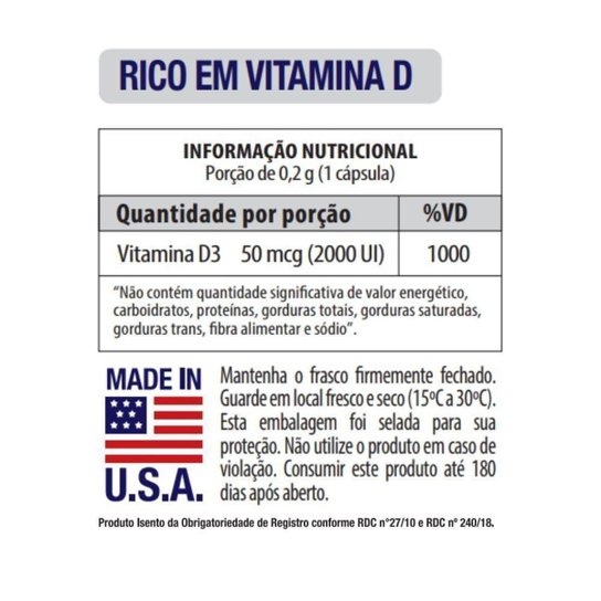 Vitamina Ultra D3 2.000 Ui Vitgold 60 cápsulas