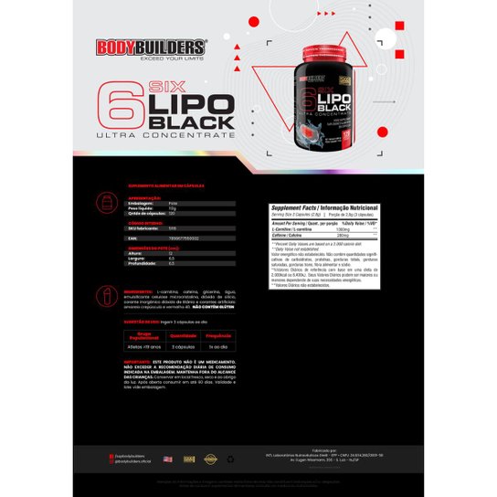 Waxy mass 3kg+Waxy Maize 800g+Six 6 lipo black 120 cáps - Bodybuilders