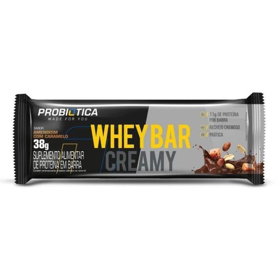 Whey Bar Creamy - 1 Unidade 38g Amendoim Com Caramelo - Probiótica