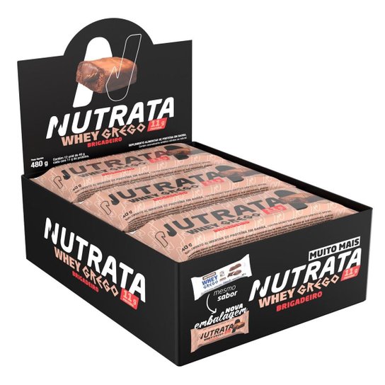 Whey Grego Bar Brigadeiro - Nutrata 12 un.