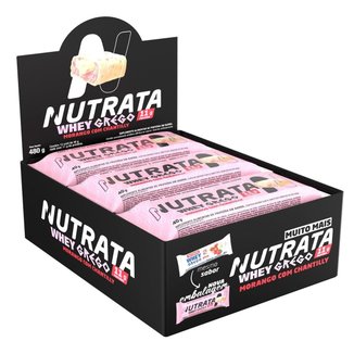 Whey Grego Bar Morango com Chantilly - Nutrata 12 un.