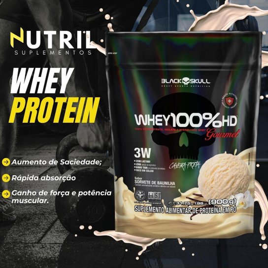 Whey Protein 100 HD Pote GOURMET Black Skull Isolado Hidrolisado Concentrado
