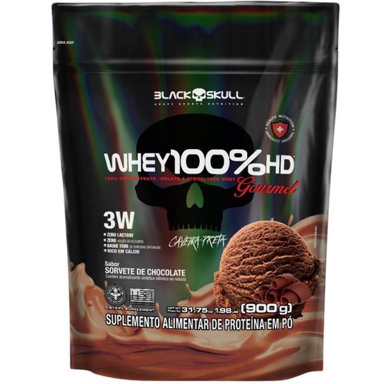 Whey Protein 100 HD Pote GOURMET Black Skull Isolado Hidrolisado Concentrado