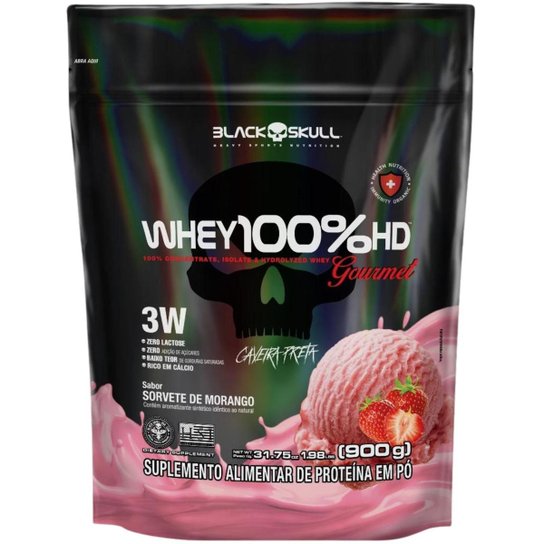 Whey Protein 100 HD Refil GOURMET Black Skull Isolado Hidrolisado Concentrado